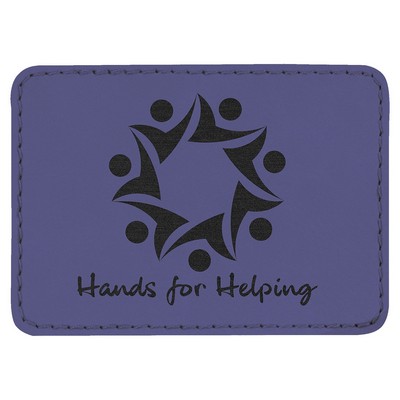 Rectangle Engraved Patch with Adhesive, Purple Faux Leather, 3 1/2" x 2 1/2"
