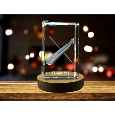 Kemenche 3D Engraved Crystal Trophy Award w/LED Base Light - Music Keepsake