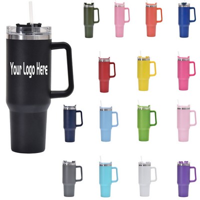 40 oz Stainless Steel Handle Cup with Straw