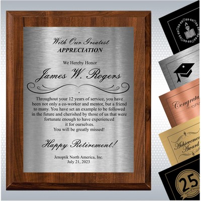 7" x 9" Cherry Finish Wood Plaque Retirement Gift Award