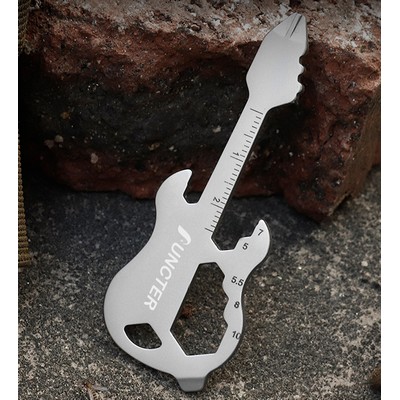 12" 1 Stainless Steel Guitar Shape Keychain Multitool