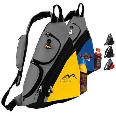 Premium Sporty Urban Sling Crossbody Backpack w/ Earphone Outlet (14"W x 18"H x 5"D)