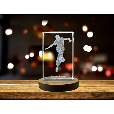 Soccer Player 3D Engraved Crystal Trophy