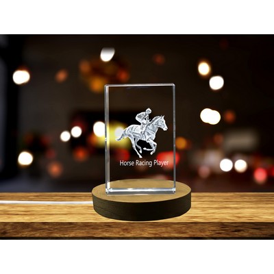 Horse Racing Player 3D Engraved Crystal Trophy Award