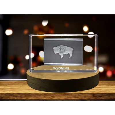 Wyoming 3D Engraved Crystal Award Trophy - Collectible Keepsake