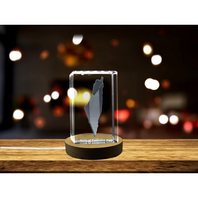 State of Palestine 3D Engraved Crystal Trophy Keepsake Award w/LED Base