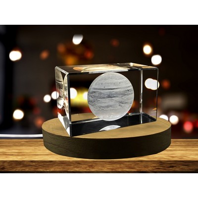 Venus 3D Engraved Crystal Trophy Award w/LED Base Light - Elegant Planet Decor