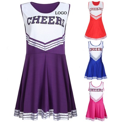 Cheerleader Costume for Girls Kids Dress up Halloween Cute Uniform High School Cheer Leader Outfit