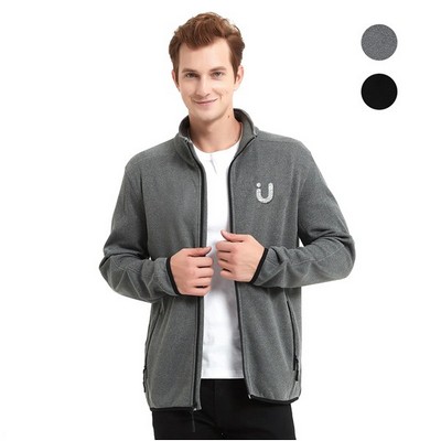 Men's Full Zip Heathered Stretch Jacket 320GSM