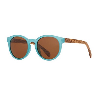 Reagan Eco-Sustainable Polarized Sunglasses w/Aqua & Zebra Wood Frames