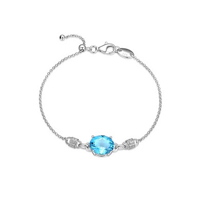Charles Garnier Sterling Silver "Prism" Genuine Topaz & CZ Bracelet - Silver