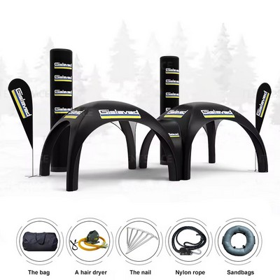 10ftx10' Custom Inflatable Air Dome Tent W/ 2x Full Wall and Awning