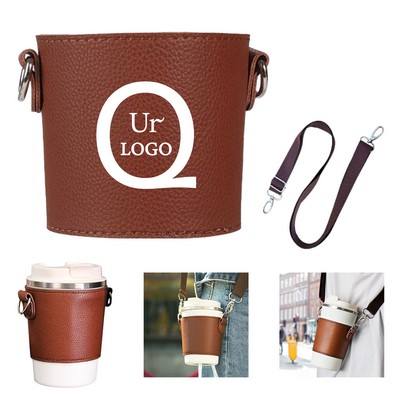 PU Cup Sleeve W/ Detachable Strap