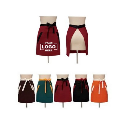 Two-tone Waist Apron with 2 Pockets