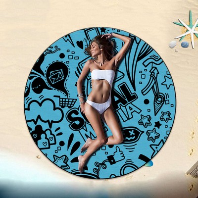 63 x 63" Custom Shape Towel Round Shape Microfiber Beach Towels - One Side Printing