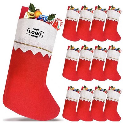 Premium Felt Holiday Stocking With Gold Trim