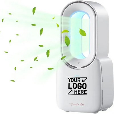 Compact Bladeless Desk Fan with Built-In LED Light for Portability