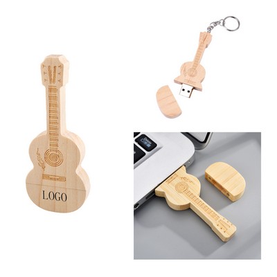 Guitar-Shaped Wooden USB Flash Drive