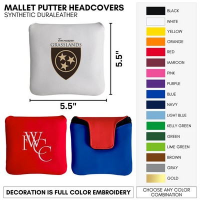 Leather Golf Mallet Putter Cover With Your Logo Embroidered
