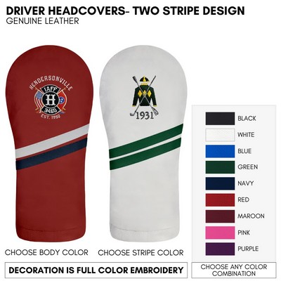 Genuine Leather Driver Golf Club Headcover Logo Embroidered