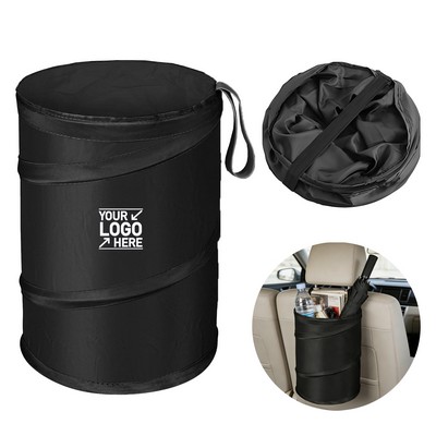 Collapsible Pop Up Vehicle Trash Bin and Seat Back Organizer