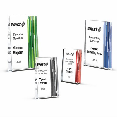 Optic Crystal Wedge Award with Abstract Stripes Background (4 1/2"x8"x1 1/4")