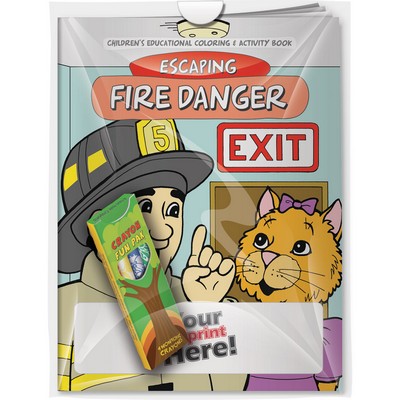 Combo Pack - "Escaping Fire Danger" Coloring Book & 4-Pack of Crayon (Imprinted) in a Poly Bag