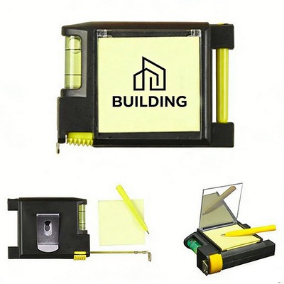 Multi-Function Tape Measure with Level, Memo Pad & Pen