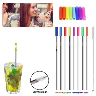 10.47" Straight Protector Metal Straw w/Brush
