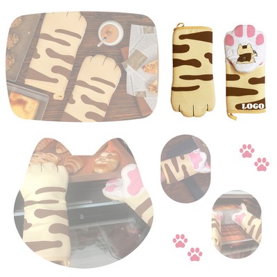 Cat Pow Cotton Baking Oven Mitts