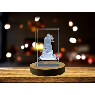Wedding Cake 3D Engraved Crystal Trophy Award