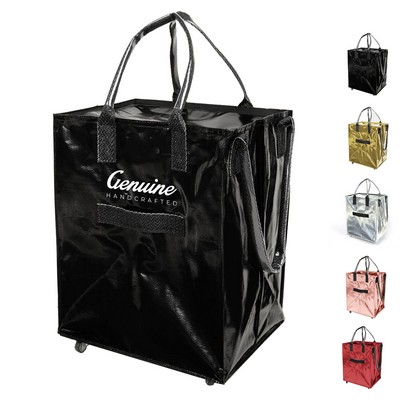 Rolling Water-Resistant Material Shopping Trolley Bag with Four Swivel Wheels