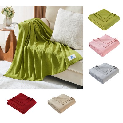 Solid Color Knitted Blanket Scarf Pashmina Shawls Wraps, Twin Blanket For Sofa, Bed, Picnic, Couch