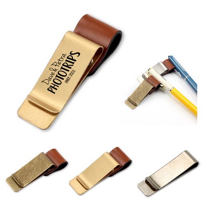 Metal Leather Notebook Clip