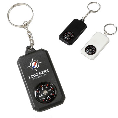 Portable Rectangular Compass Keychain