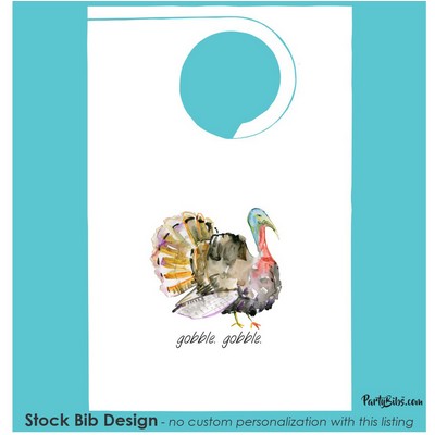 Stock "Gobble Turkey" Design Poly Backed Paper Bibs w/Ties Minimum 25 bibs