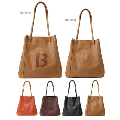 Durable Genuine Leather Shoulder Bag w/ Detachable Pouch