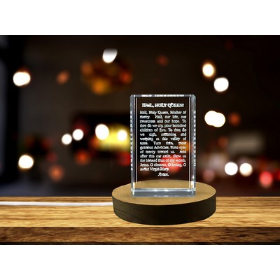 Hail Holy Queen Prayer Crystal Trophy Award w/LED Base Light