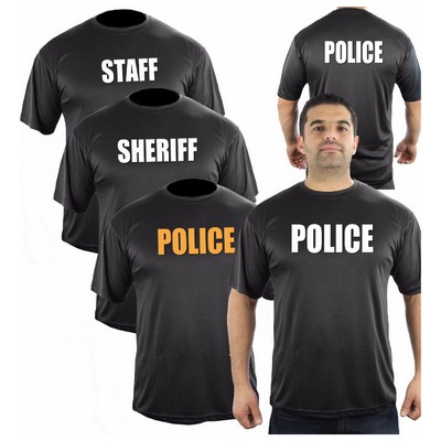 100% Polyester Police, Sheriff And Staff Black T-Shirt