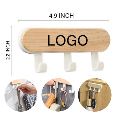 Wooden Self Adhesive Wall Mounted Hooks