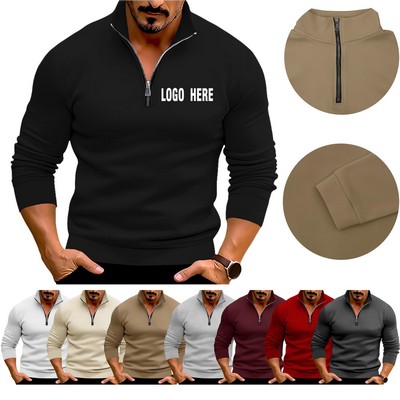 Men's Half-Zip Stand Collar T-Shirt