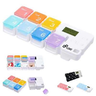 7 Days Pill Organizer Case W/ Electronic Timer
