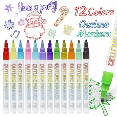 12 Colors Double Line Markers