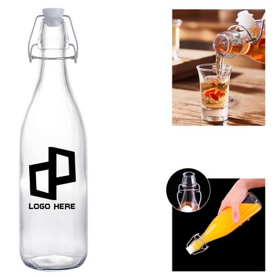 Clear Glass Bottle W/ Buckle Seal