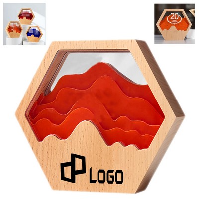 Hexagon Acrylic Award With Wooden Frame