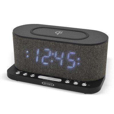 Jensen Audio Dual Alarm Clock Radio w/Wireless Qi Charging