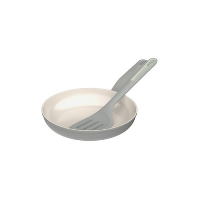 BergHoff Leo Balance 2Pc Ns Ceramic Ckwre Set: 9.5" F/P & 13.75" Nylon Turner, Recycled Alum