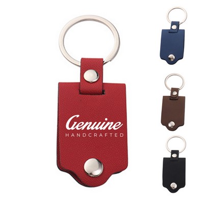 Shiny Nickel Finish Leatherette Keychain