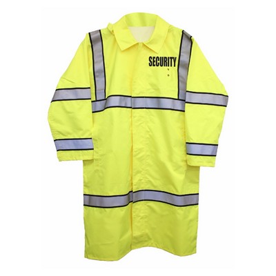 Silkscreen Security High Visibility Raincoat With Reflective Stripes
