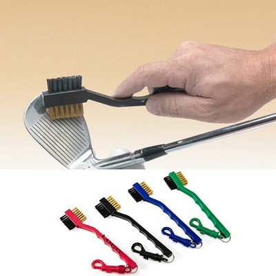 2 Sides Metal and Nylon Bristles PP Golf Cleaning Brushes